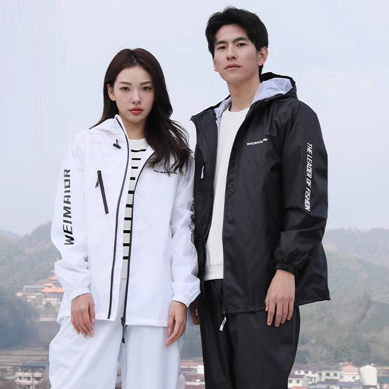 Cycling Rain Jacket Commute - 薄型レインコートセット夏防水男性と女性レインコートパンツスーツ屋外旅行ハイキングオートバイサイクリングスプリットレインウェア