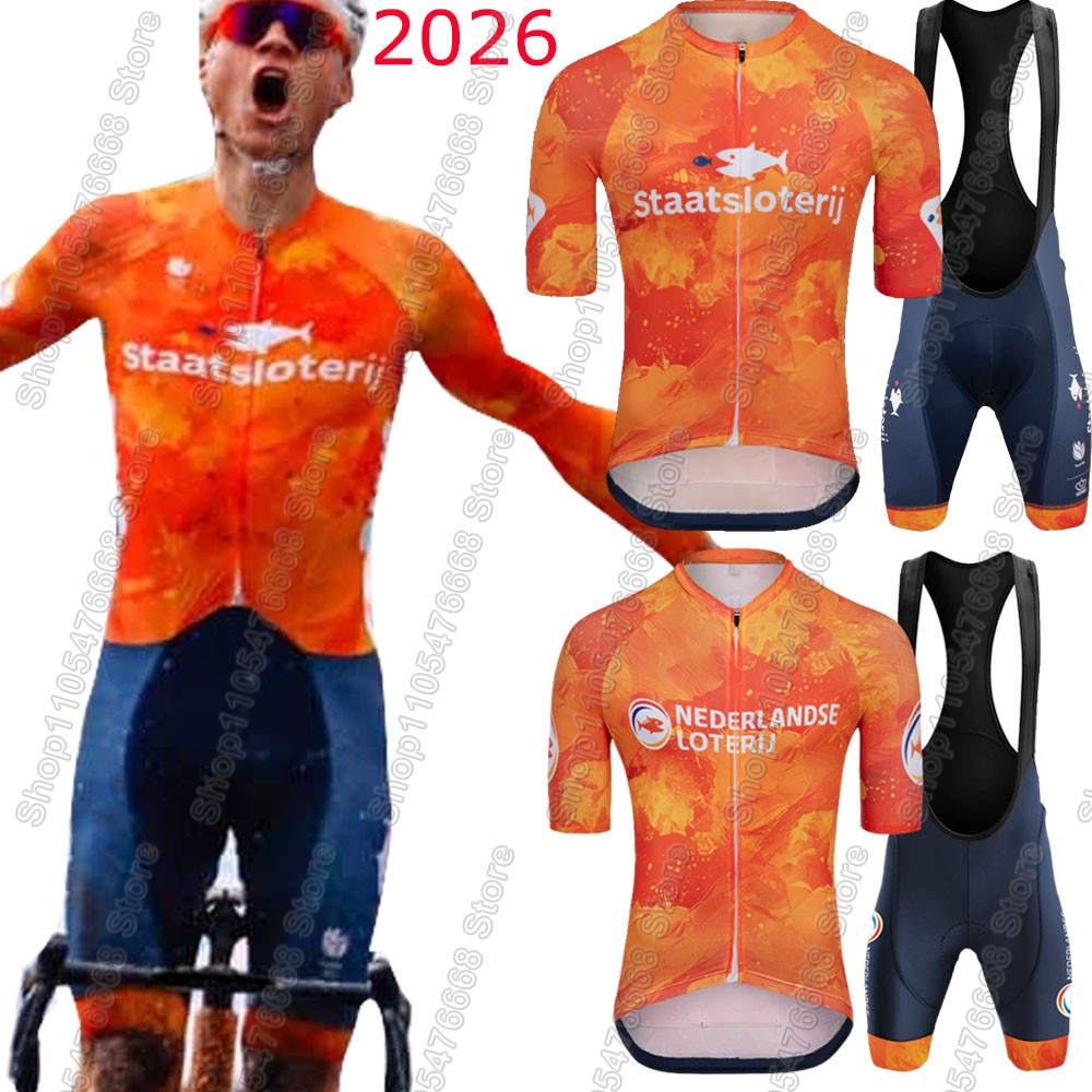 Cycling Commuter Clothing - オランダサイクリングジャージ2026セットオランダ代表チームサイクリングウェアマチュー・ヴァン・デ・ポールロードバイクシャツスーツビブショーツ
