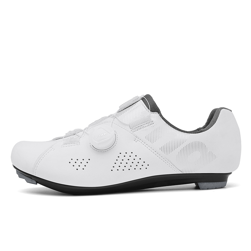 Cycling Commuter Shoes - シングルバックルロードサイクリングシューズ、硬質補強されたロード専用アウトソール、通気性のある織りアッパー、高速道路用のクイックアジャストフィット