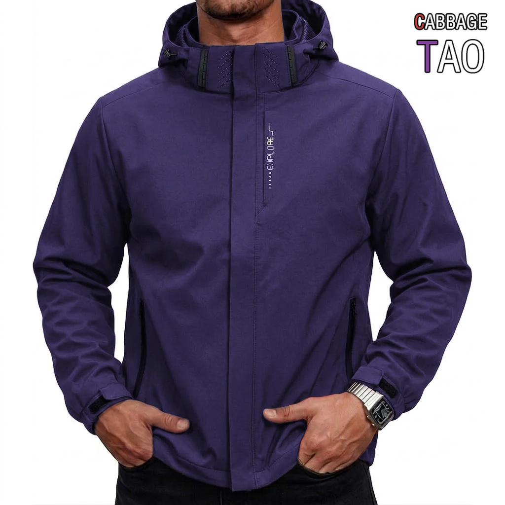Cycling Rain Jacket Commute - メンズ防水タクティカルウィンドブレーカージャケット、取り外し可能なフード付き、多ポケットカーゴワークコート、サイクリングレインアウターウェア