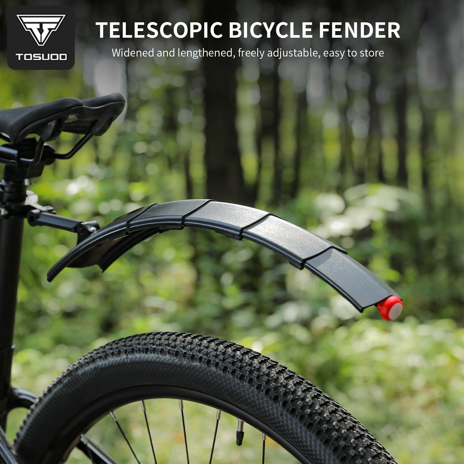 Fender Mudguard Set - TOSUOD 調節可能な長さの自転車フェンダーセット 幅広で長く クイックリリース フロントリア 耐久性のある