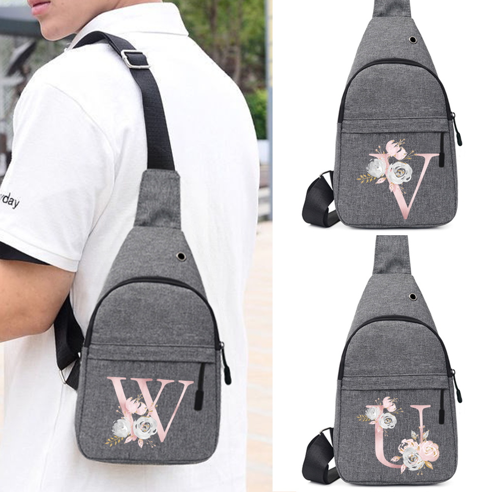 Cycling Commuter Bag - 新しい調節可能なパッケージクロスボディバッグシングルショルダーチェストバッグピンクフラワーレタープリント雑貨収納パックサイクリング通勤