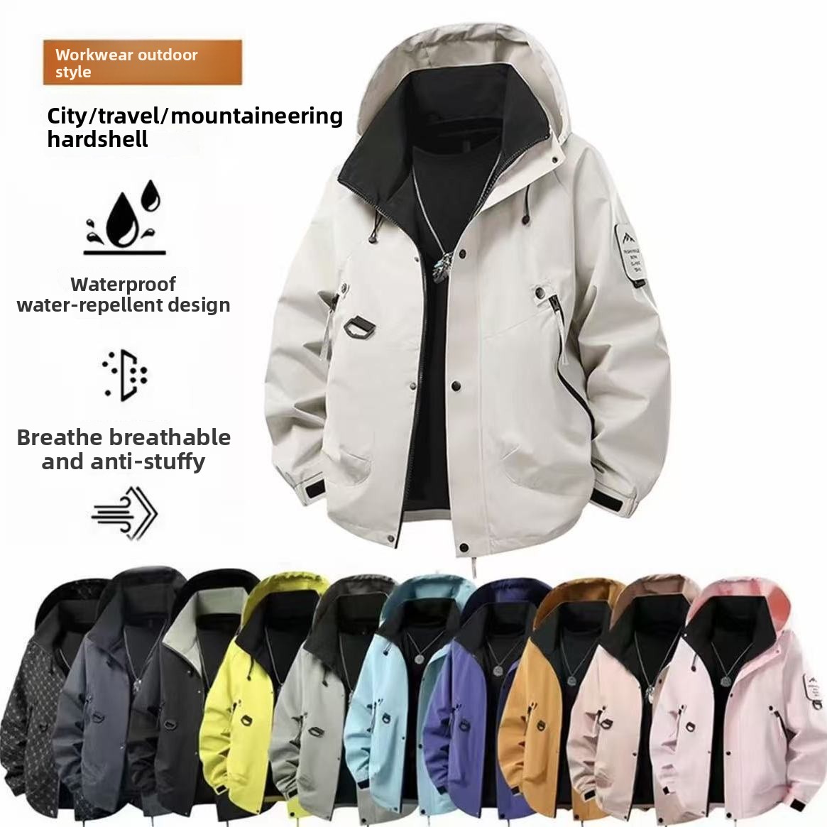 Cycling Rain Jacket Commute - UPF50+ ユニセックス レインコート ハイキング キャンプ トレッキング