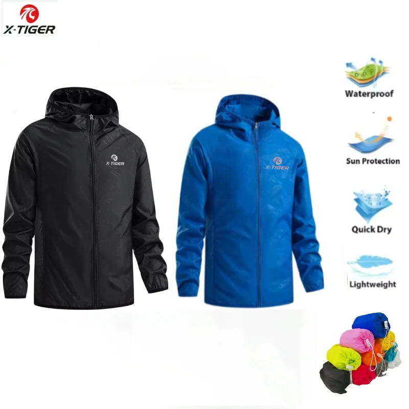 Cycling Rain Jacket Commute - X-tiger-男性と女性のための防水スキンハイキングジャケット、速乾性、キャンプ用ウインドブレーカー、トレッキング釣りレインコート、屋外アンチUV服