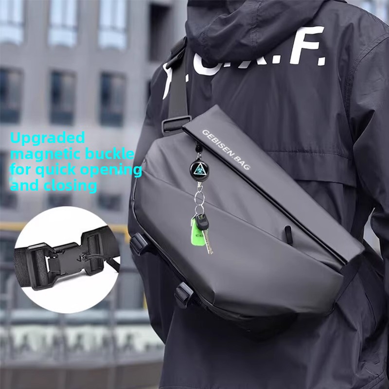 Cycling Commuting - 磁気バックル付きメンズクロスボディバッグ、通勤、サイクリング、旅行用の大容量機能性スリングチェストバッグ