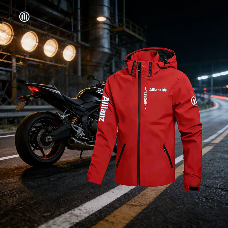 Cycling Rain Jacket Commute - 2026年アリアンツロゴメンズアウトドアカジュアル防水レインコート - 軽量サイクリングジャケット - フード付きストリートスタイルハイキング防風J