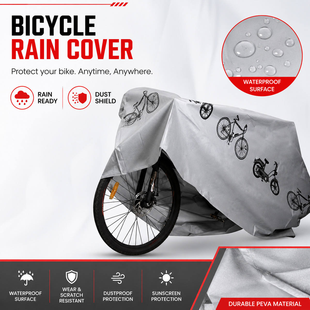 PINMOAP ユニバーサル自転車レインカバー防水屋外バイク - Cycling Commuter Bag のレビューと価格