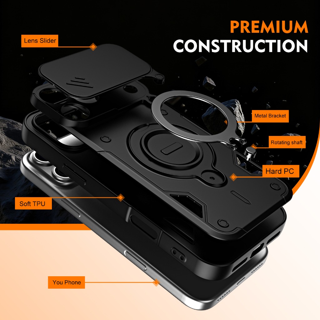 耐衝撃アーマーケース スライド式カメラカバー付き 360度保 - Kickstand Adjustable のレビューと価格